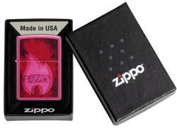Зажигалка ZIPPO Pulse с покрытием Frequency, латунь/сталь, малиновая, глянцевая, 38x13x57 мм, шт