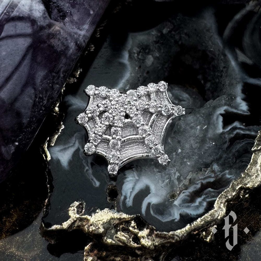 Накрутка "Cobweb" - Белое золото - White CZ