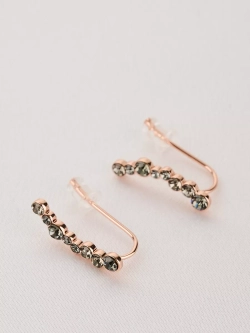 Серьги-клаймберы Млечный путь с серыми кристаллами Swarovski