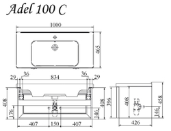 Тумба подвесная под раковину ADEL C100 арт. TS-ADL100C-C-I Ивори