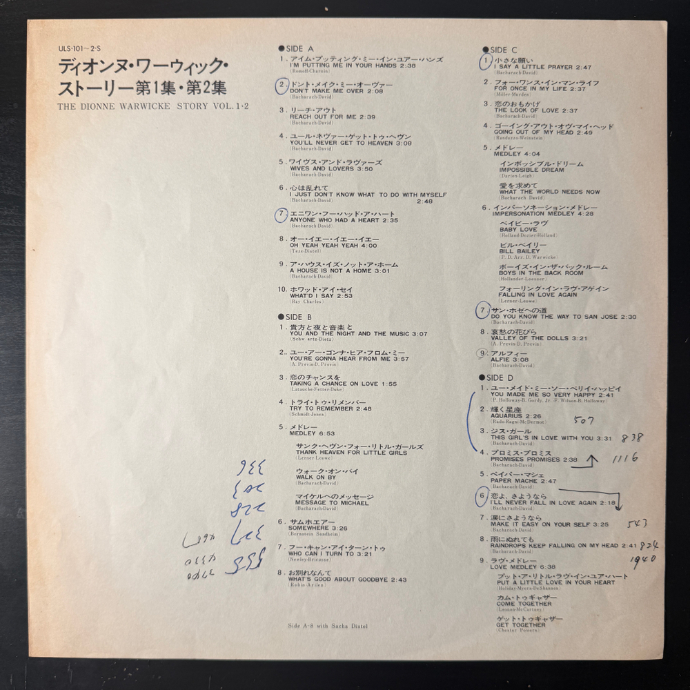 Dionne Warwicke ‎– The Dionne Warwicke Story Vol. 1・2 2LP (Япония 1972г.)