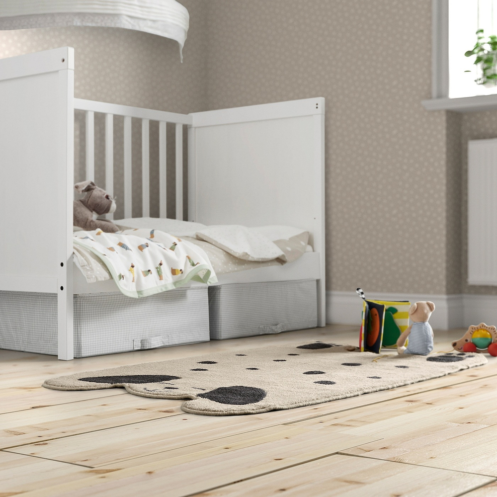 IKEA DRÖMSLOTT  (ИКЕА ДРÖМСЛОТТ)  -  Коврик, форма собаки, кремовый/серый, 66x110 см