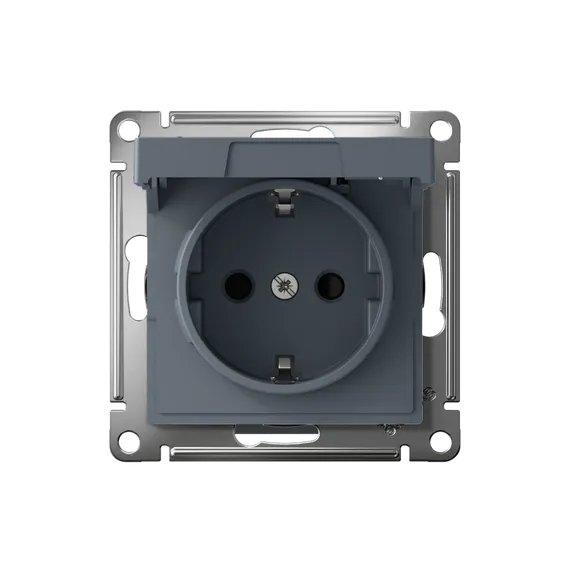 Розетка с крышкой Systeme Electric AtlasDesign Грифель, самозажимные клеммы ATN000746S