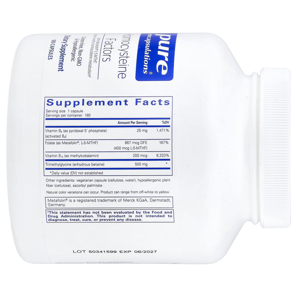 Pure Encapsulations, Homocysteine Factors, 180 капсул