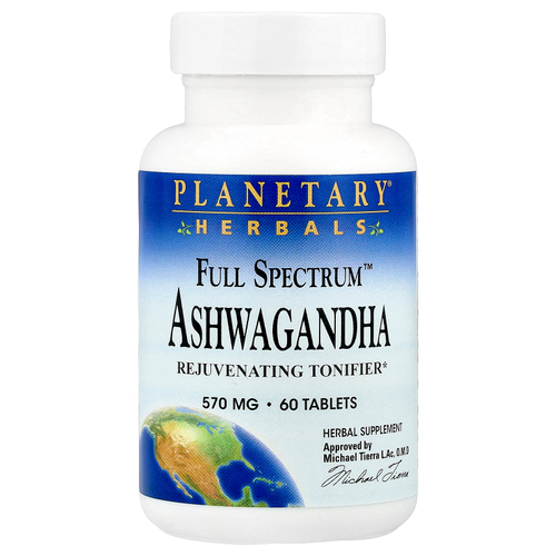 Planetary Herbals, Ашвагандха полного спектра действия, 570 мг, 60 таблеток