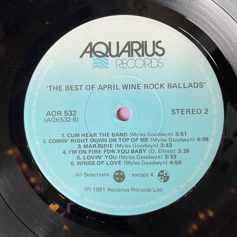 Винтажная виниловая пластинка LP The Best Of April Wine Rock Ballads (Canada 1981)
