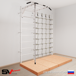 Шведская стенка Sv Sport усиленная 62940 (Турник рукоход/Канат/Мат 2м/Канатный лаз)