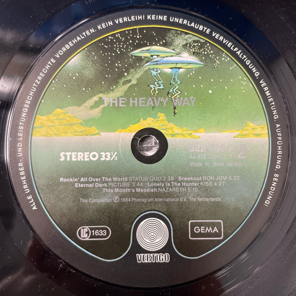 Винтажная виниловая пластинка LP Сборник Хард Рока The Heavy Way (Германия 1984) (Dio, Lita Ford, Rush, Bon Jovi и др)