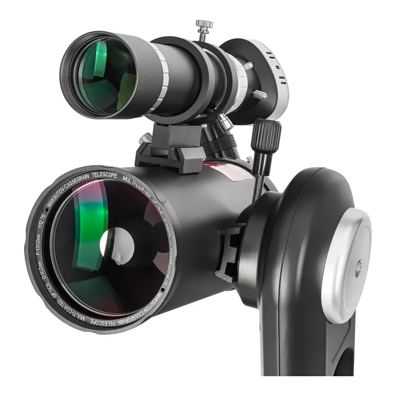 Смарт-телескоп Levenhuk Kelvin Bright STM102 - вид спереди на объектив и гид-скоп