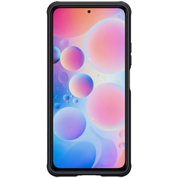 Чехол с защитной шторкой для камеры от Nillkin для Xiaomi Poco F3 (Mi 11i, Redmi K40, K40 Pro и K40 Pro+), двухкомпонентный черного цвета, серии CamShield Pro Case