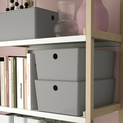 IKEA KUGGIS  (ИКЕА КУГГИС)  -  Контейнер с крышкой - светло-серый 26x35x15 см