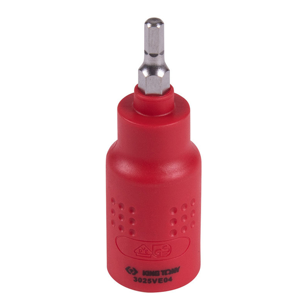KING TONY (3025VE04) Насадка (бита) торцевая диэлектрическая 3/8", HEX, 4 мм, L = 65 мм