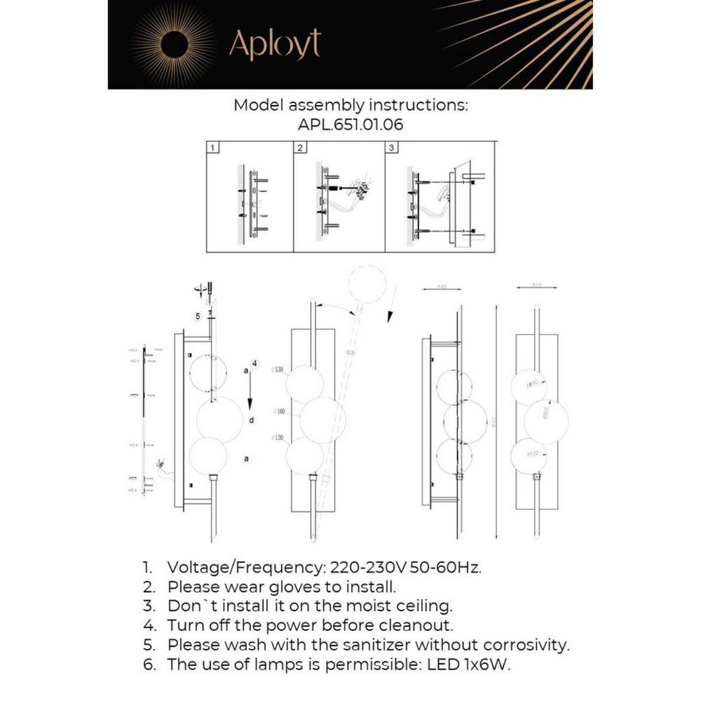 Настенный светодиодный светильник Aployt Noel APL.651.01.06