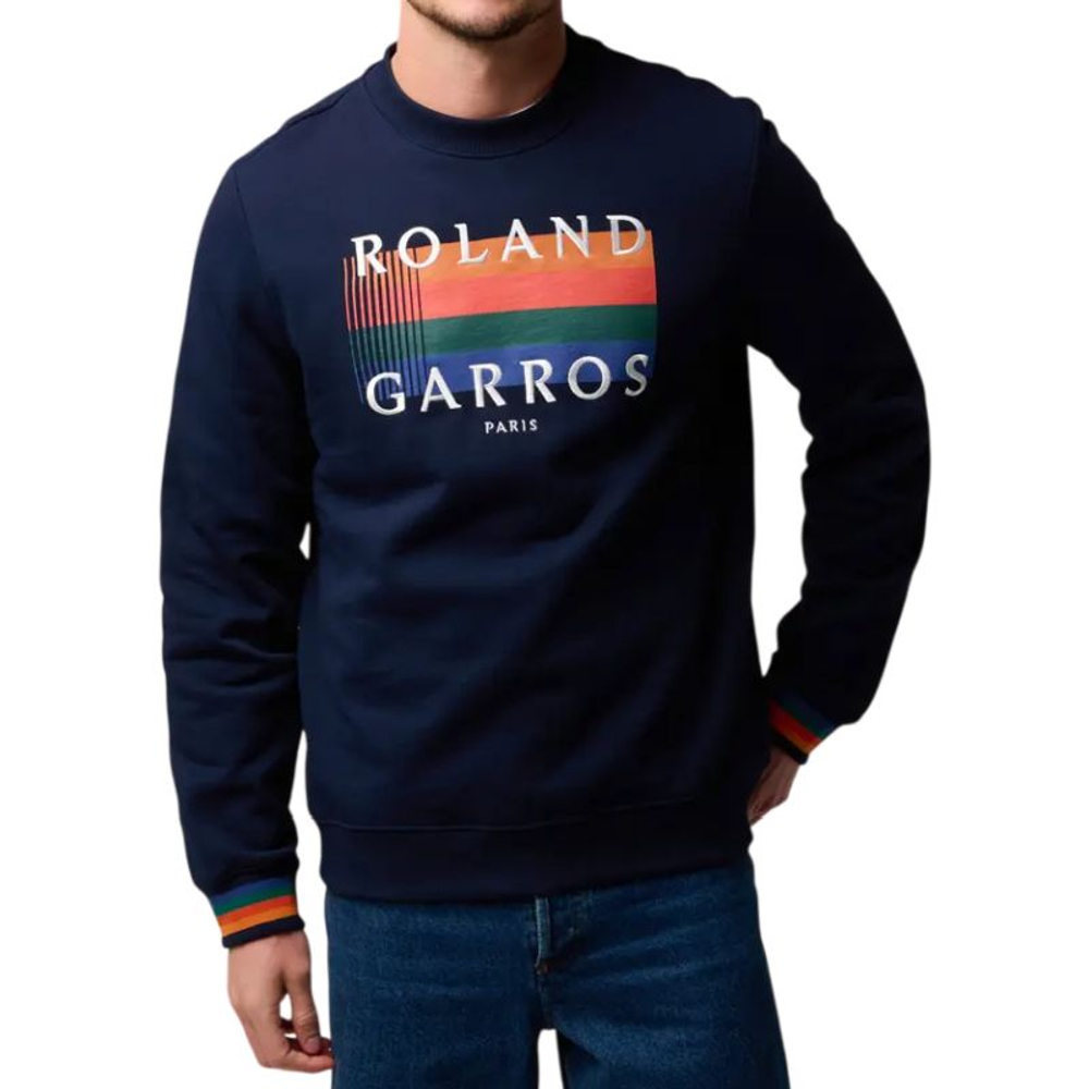 Мужская теннисная кофта Roland Garros Color Lines - navy blue