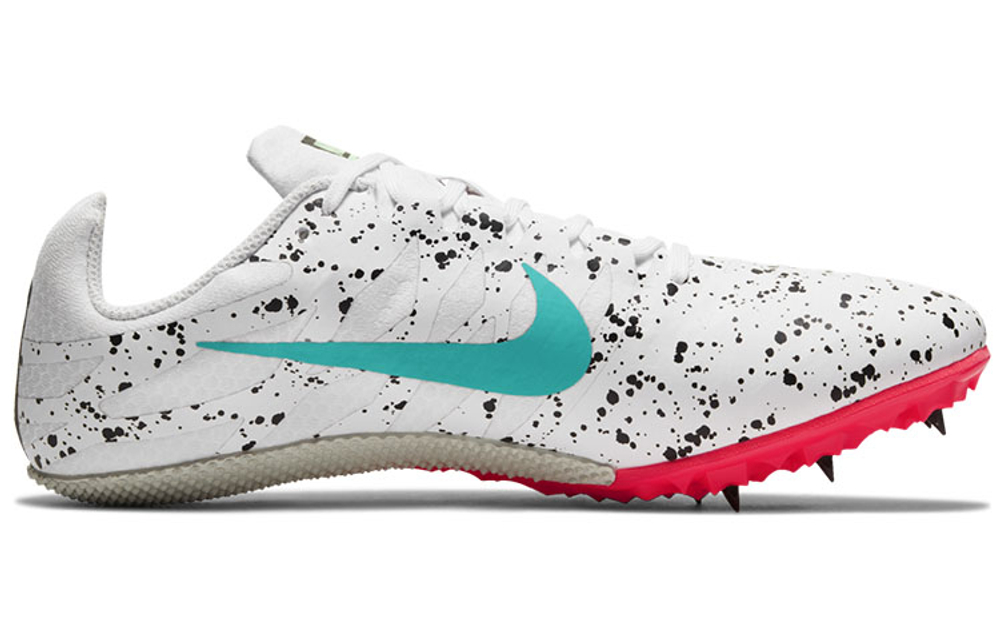 Nike Air Zoom Rival S 9 Spikes "Paint Splatter White Crimson Jade"
