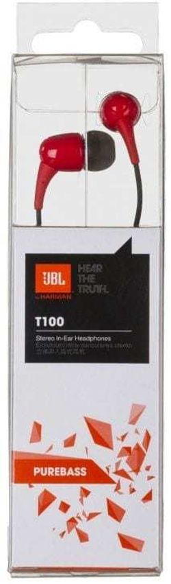 Наушники JBL T100 Red, внутриканальные