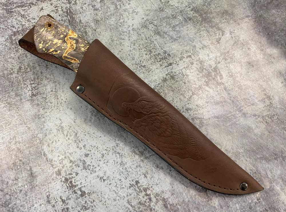 Нож Хищник, Bohler S390, макумэ ганэ, зуб мамонта, кап.клена