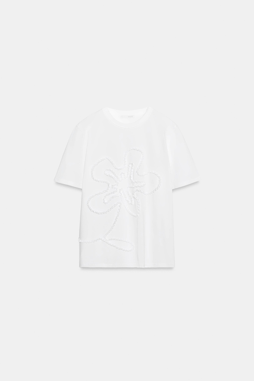 ZARA ФУТБОЛКА С ОБЪЕМНЫМИ ЦВЕТАМИ, БЕЛЫЙ