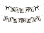 Гирлянда чёрно-белая с бантиками "С Днем Рождения" [Happy Birthday] 1 метр