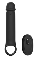 Черная насадка-удлинитель с вибрацией Vibrating Extender With Remote (Цвет: черный)