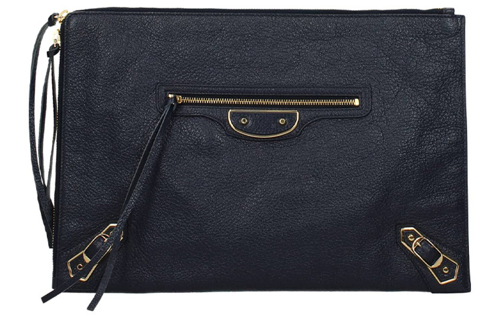 Balenciaga Leather Clutch Biker Bag Clutch Unisex Blue