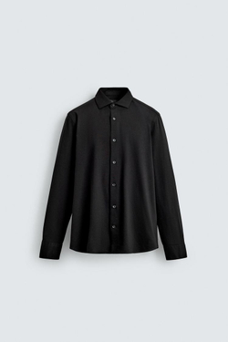 ZARA РУБАШКА REGULAR-FIT, ЧЕРНЫЙ