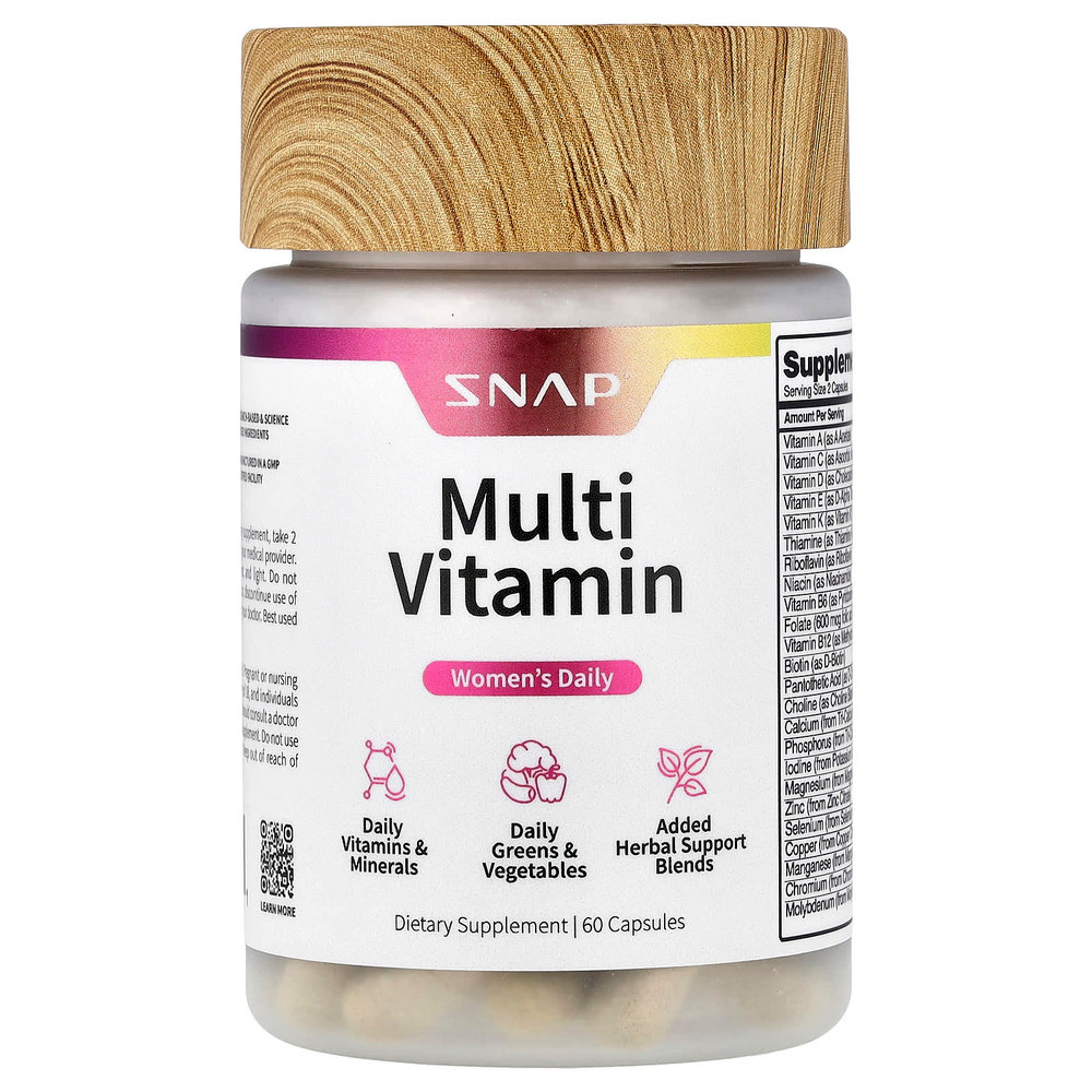 Snap Supplements, Women's Daily, мультивитамины для женщин, 60 капсул