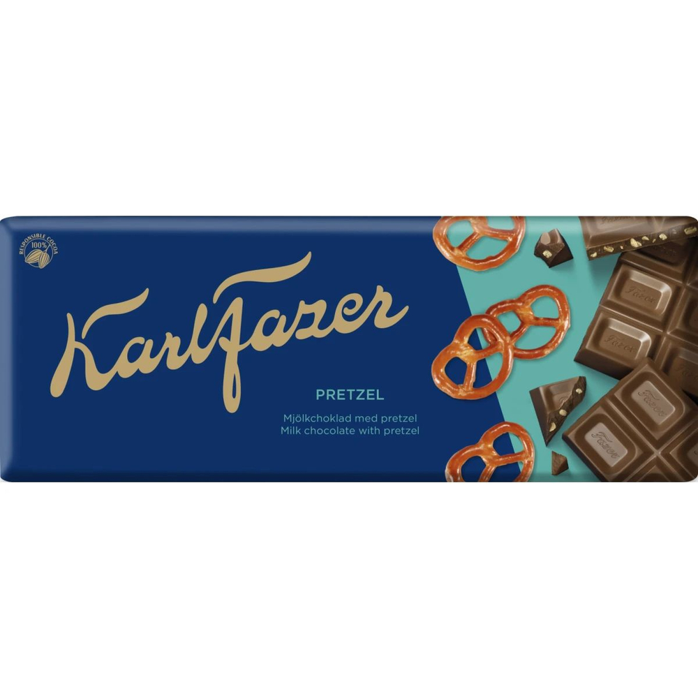 Шоколад молочный Karl Fazer Pretzel (с хрустящим кренделем) 180 г (из Финляндии)