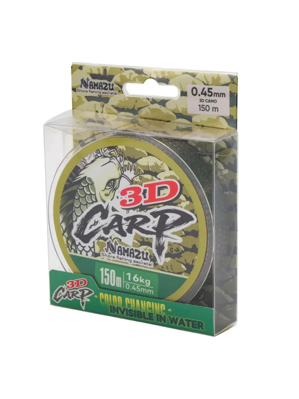 Леска 3D Carp, L-150 м, d-0,45 мм 3D Camo