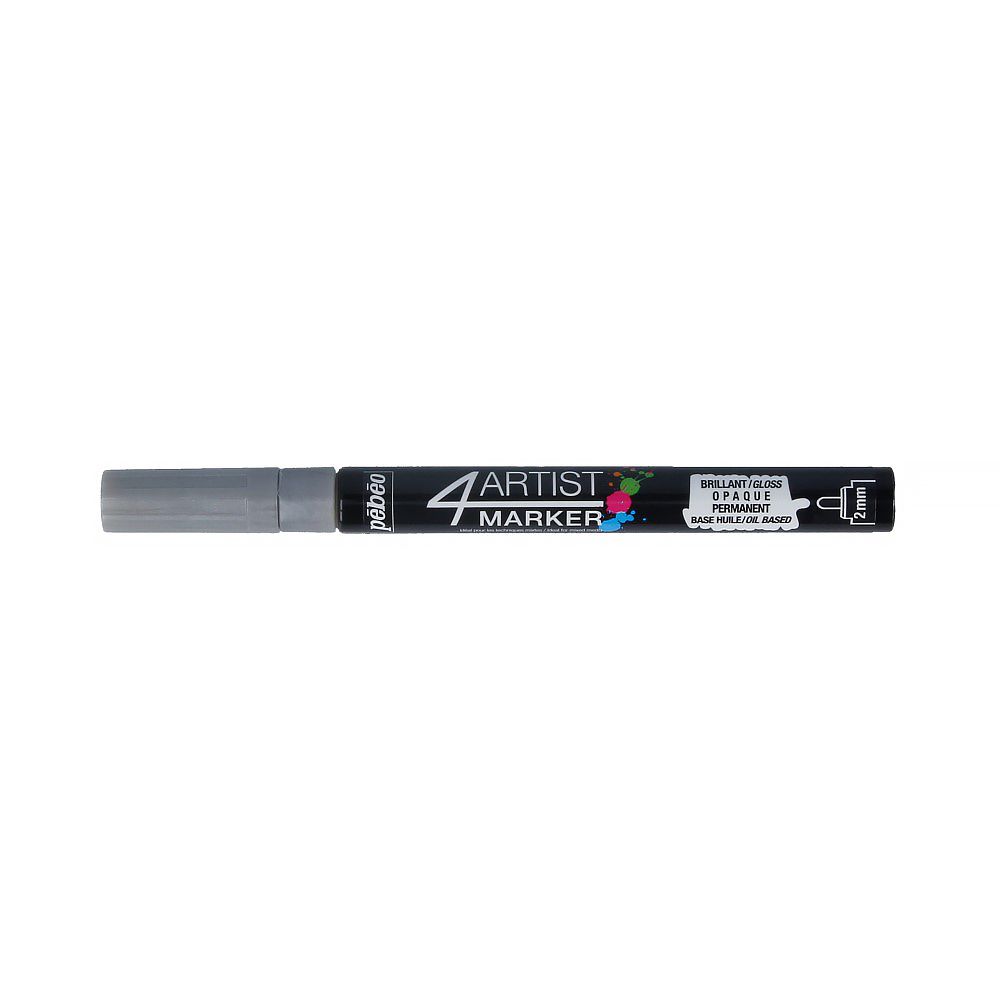 Маркер художественный 4Artist Marker на масляной основе 2 мм, перо круглое, 6 шт, 580070 серебро, Pebeo