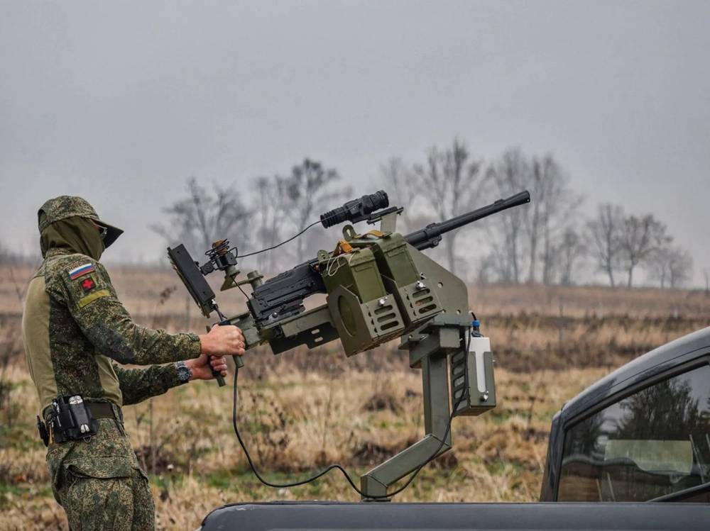 Турель для 4 автоматов АК против FPV-дронов, Система защиты от беспилотников (БПЛА), BRT