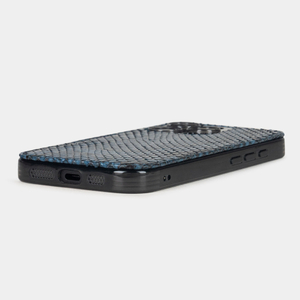Чехол-накладка для iPhone 16 Pro Max из кожи питона, синего цвета