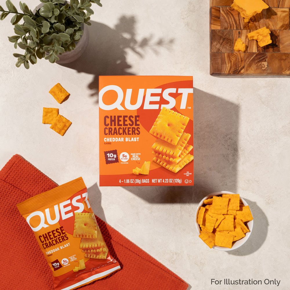 Quest Nutrition, крекеры с сыром, чеддер, 4 пакета по 30 г (1,06 унции)