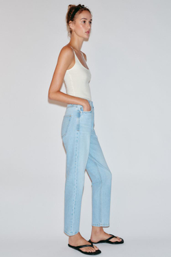 ZARA ДЖИНСЫ Z1975 MOM FIT С ВЫСОКОЙ ПОСАДКОЙ, ГОЛУБОЙ