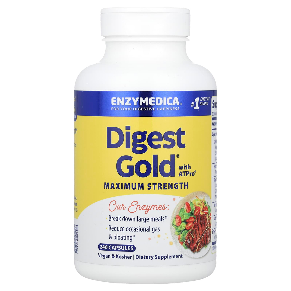 Enzymedica, Digest Gold с ATPro, добавка с пищеварительными ферментами, 240 капсул
