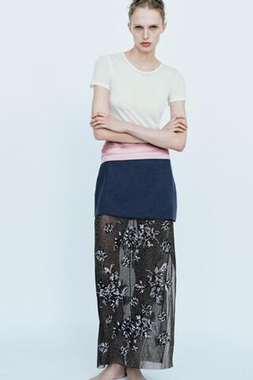 ZARA ФУТБОЛКА ИЗ СМЕСИ ЛИОЦЕЛЛА И ШЕРСТИ, БЕЛЫЙ