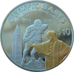 О-ва Кука 10 долларов 2013 Олимпиада Олимпийские игры Лондон 2012 - Рио-де-Жанейро 2016 СЕРЕБРО