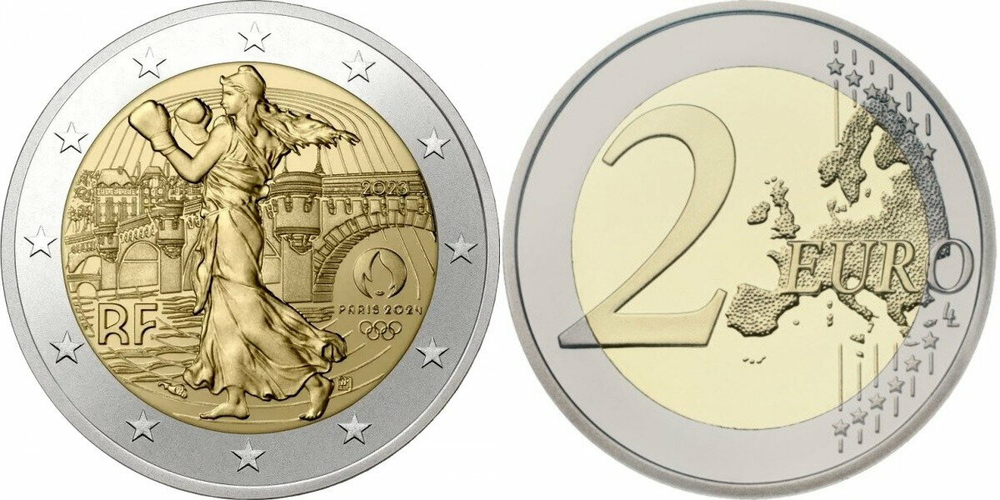 Франция 2 евро, 2023 XXXIII летние Олимпийские игры, Париж 2024 UNC