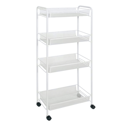 Этажерка "Ладья 24 К" 4 полки на колесиках белый