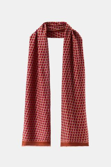 ZARA ШЕРСТЯНОЙ ПЛАТОК С ГЕОМЕТРИЧЕСКИМ ПРИНТОМ, КРАСНЫЙ
