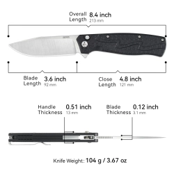 Нож складной SRM 221X-GB Satin (14C28N, Black G10/CF)