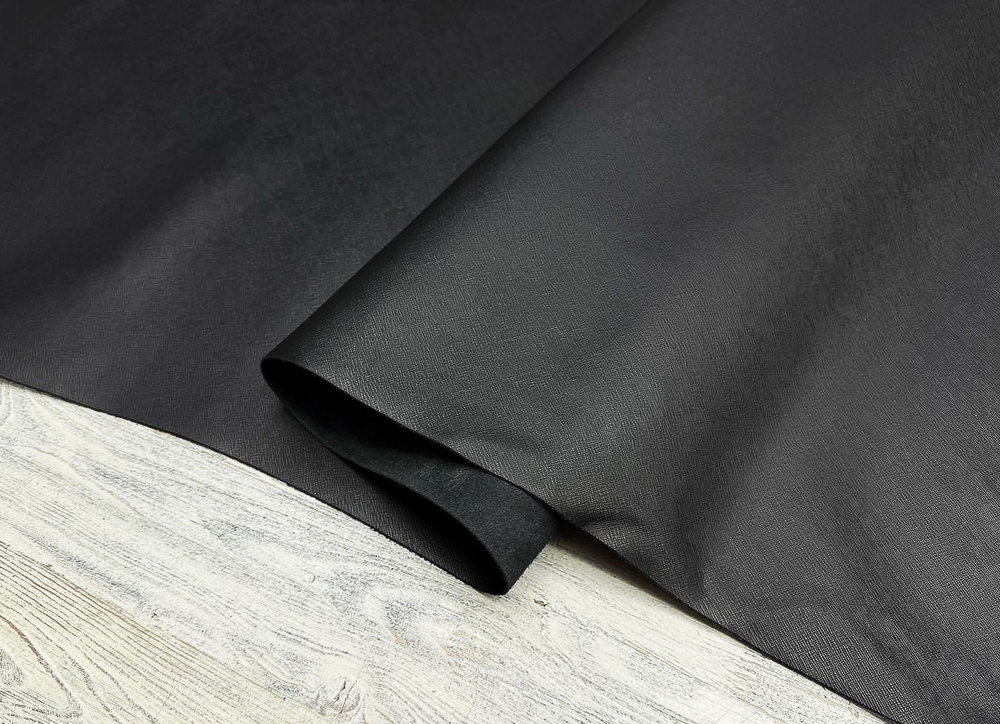 Сафьяно цв. Черный / Saffiano Royal Black, толщ. 1,1-1,3 мм, натуральная кожа