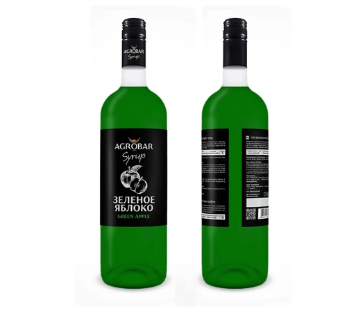 Сироп «AGROBAR» со вкусом «Зеленое яблоко» (Green Apple Syrup), 1 л.
