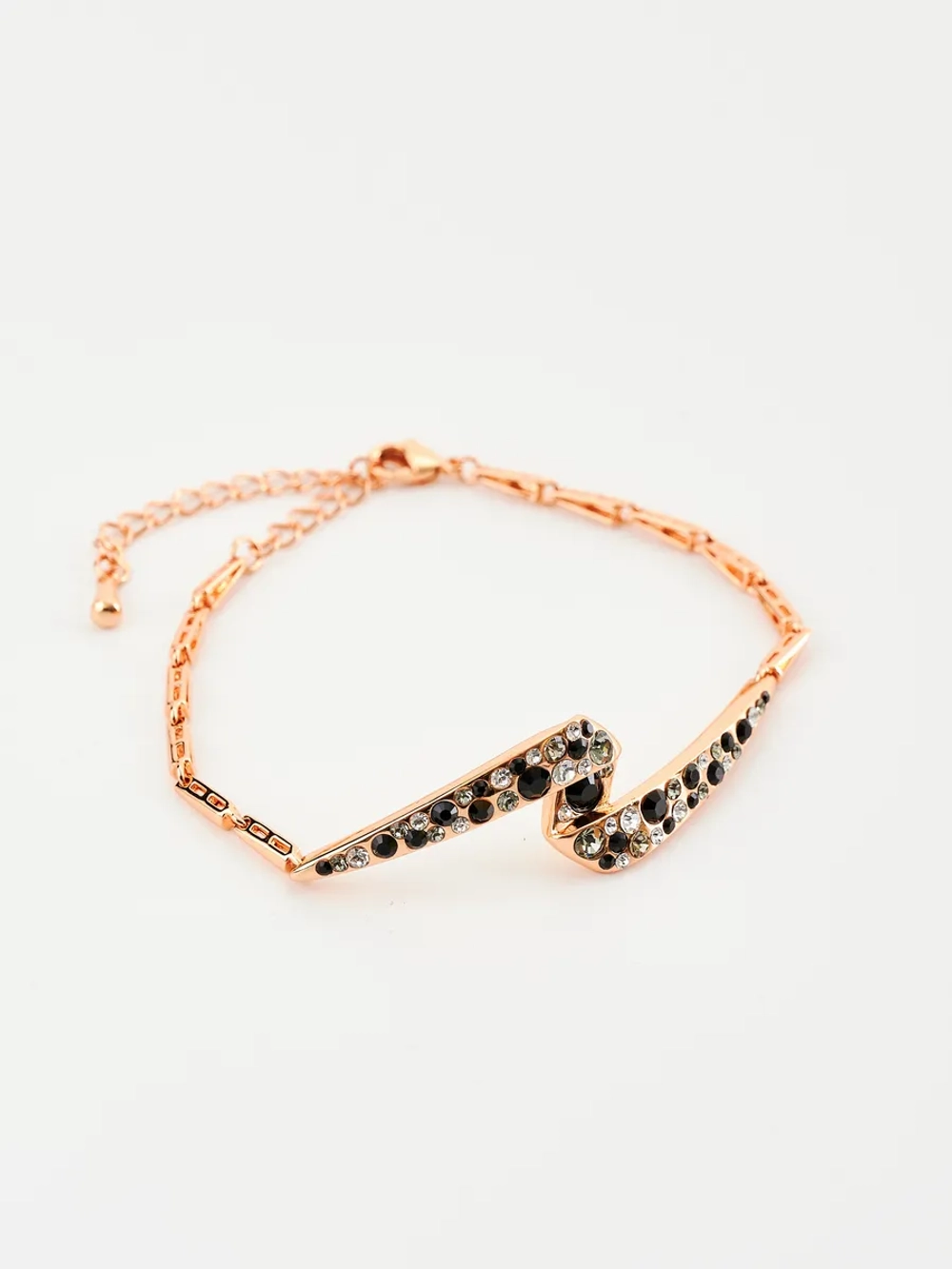 Браслет Молния с черными кристаллами Swarovski