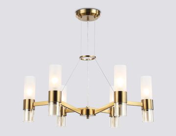 Подвесная люстра 6*E14 LH55114/6 BS/FR/TI латунь/белый матовый/янтарь High Light Modern Ambrella