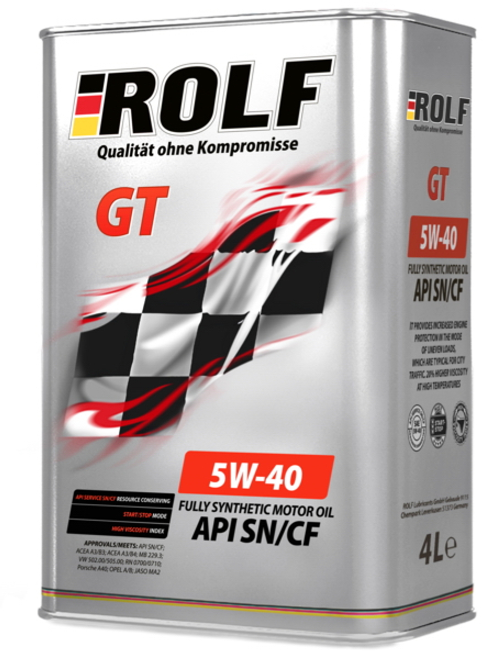 Масло моторное синтетическое Rolf GT 5W-40 4л (металл) 322229