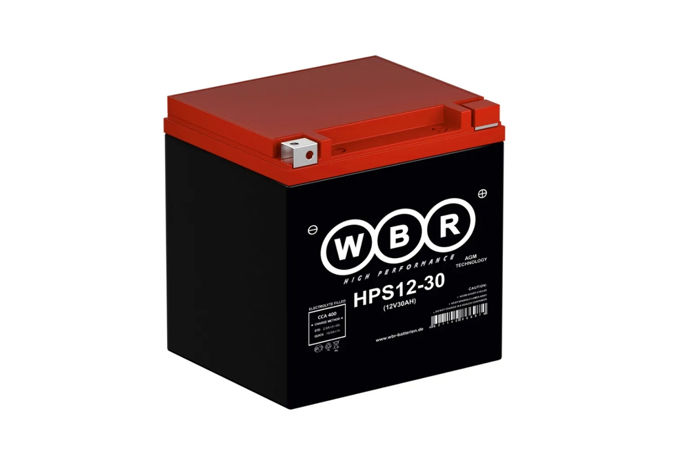 Аккумулятор HPS12-30 WBR YTX30L, YB30L-B, YTX30L-BS 166х126х173 30 а/ч