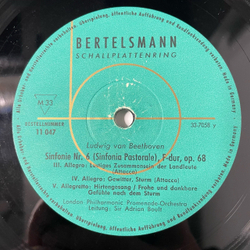 Винтажная виниловая пластинка LP Beethoven Бетховен, London Philharmonic Promenade Orchestra, Sir Adrian Boult 6. Симфония Sinfonie (Германия 1970)