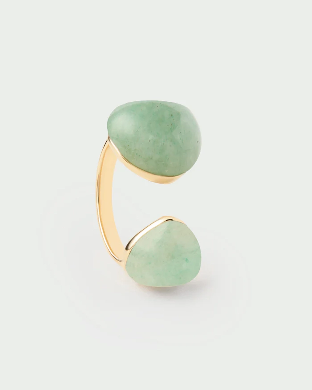 Кольцо Green Aventurine Gravity серебро 925 пробы покрытое золотом