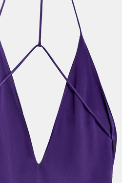 ZARA ПЛАТЬЕ МАКСИ ИЗ АТЛАСА, ЛИЛОВЫЙ
